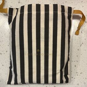 Lele Sadoughi Black and White Striped Pouch